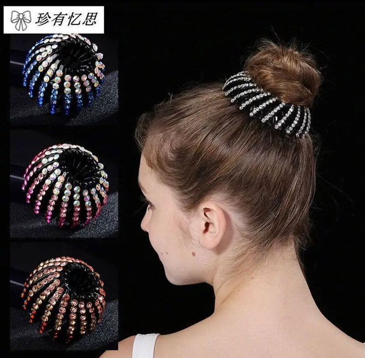 گیره گوجه ای تاشو نگینی ابی