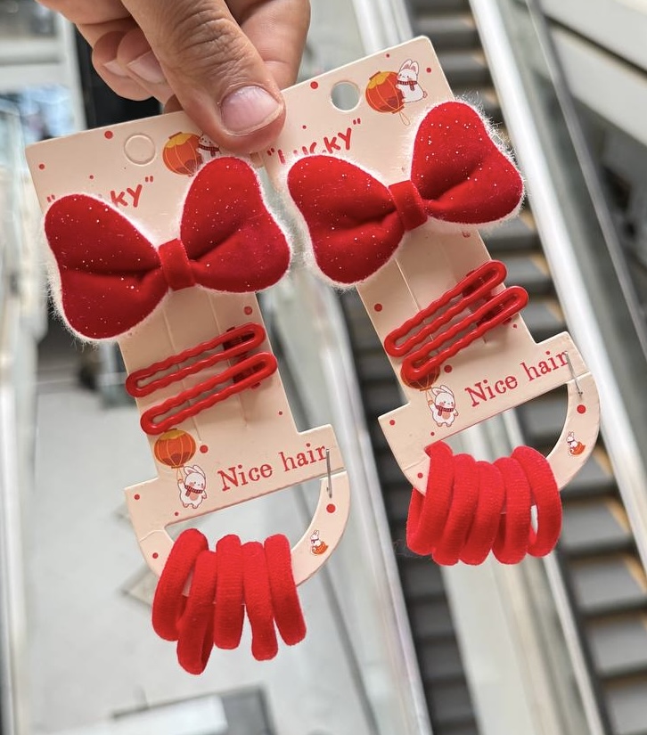 پک گیره سر دخترانه پاپیون انبری قرمز کش مو قرمز یلدایی