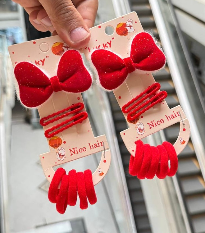 پک گیره سر دخترانه پاپیون انبری قرمز کش مو قرمز یلدایی