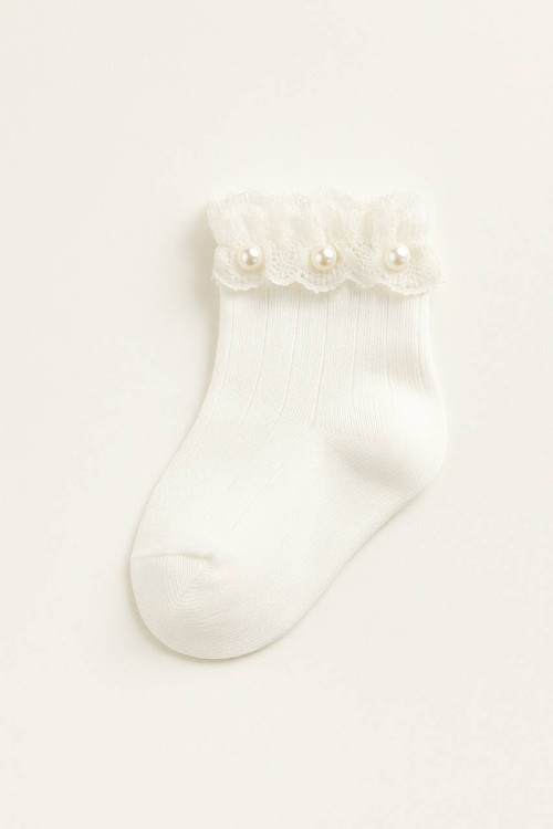 جوراب لب تور نقلی سفید دخترانه سایز بندی صفر تا۲سال