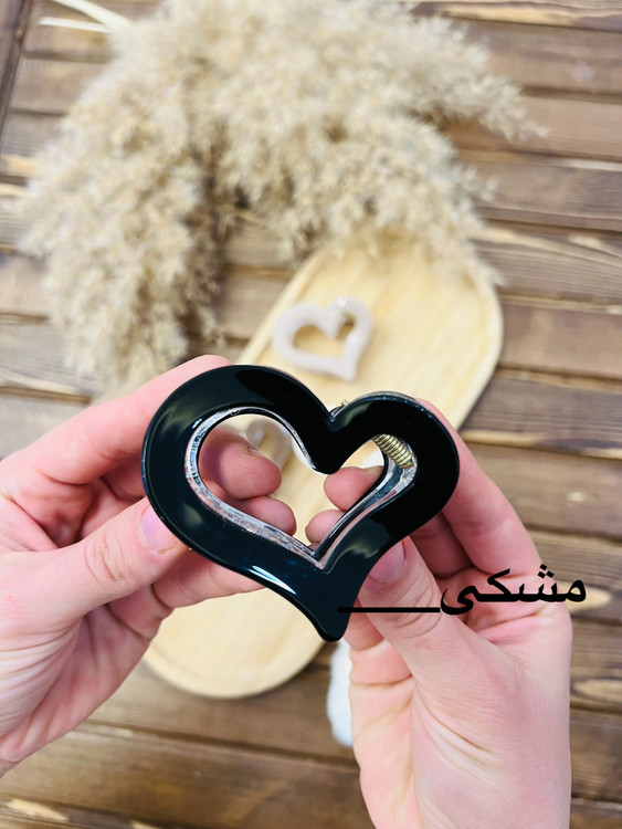 کلیپس اکرولیکی طرح قلب۶سانتی نشکن رنگ مشکی